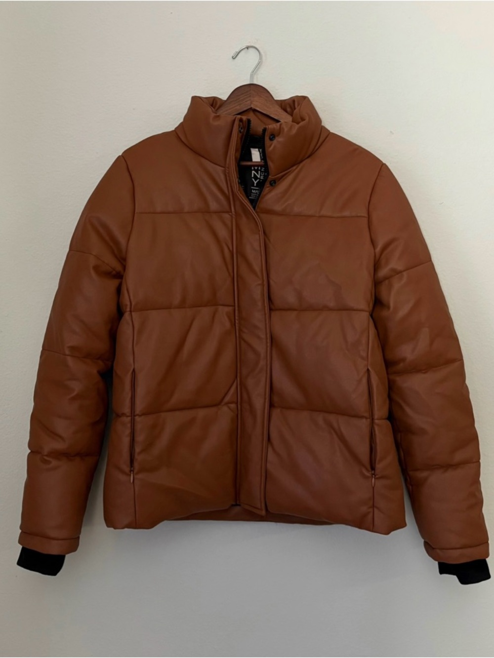 Marc New York Performance Alex Faux Leather Puff Jacket in Brown - Picture 3 of 6